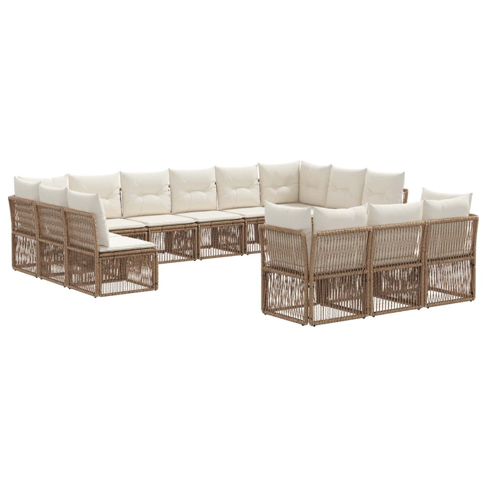 vidaXL Trädgårdsoffset 13 pcs Beige konstrotting