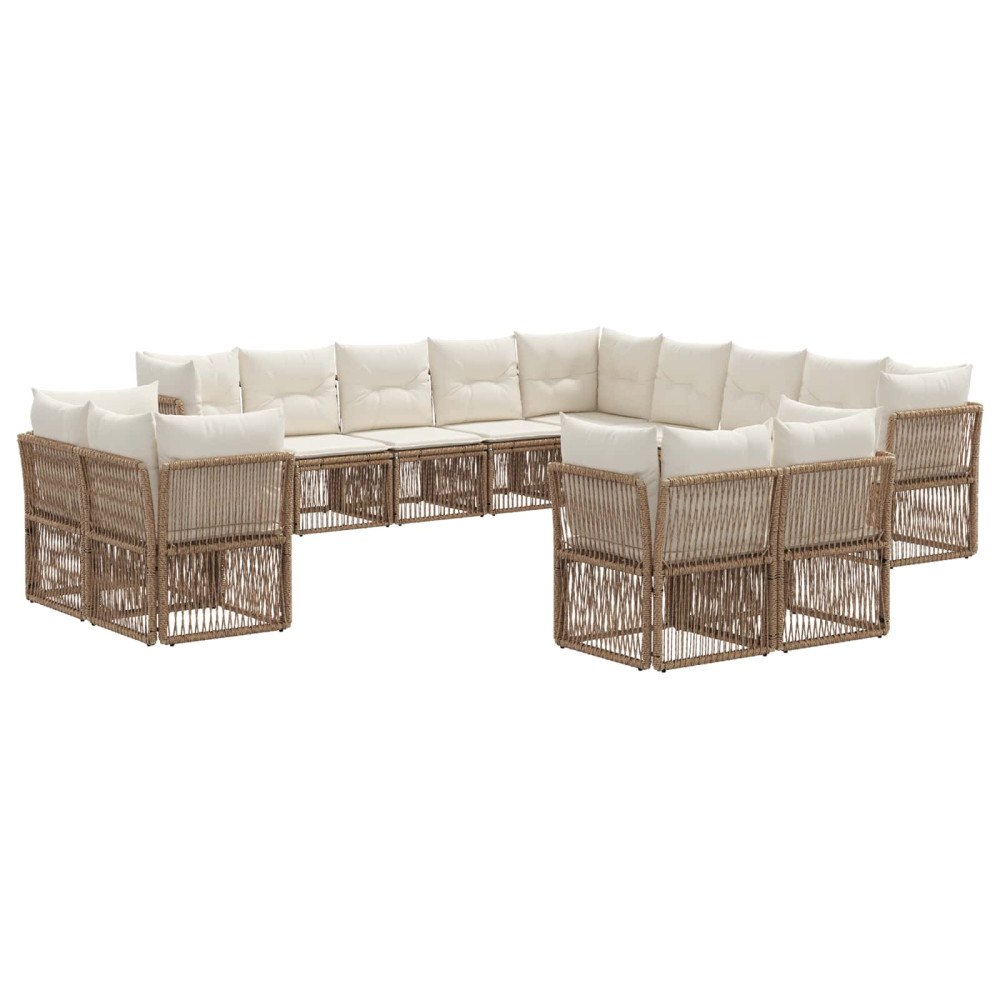 vidaXL Trädgårdsoffset 13 pcs Beige konstrotting