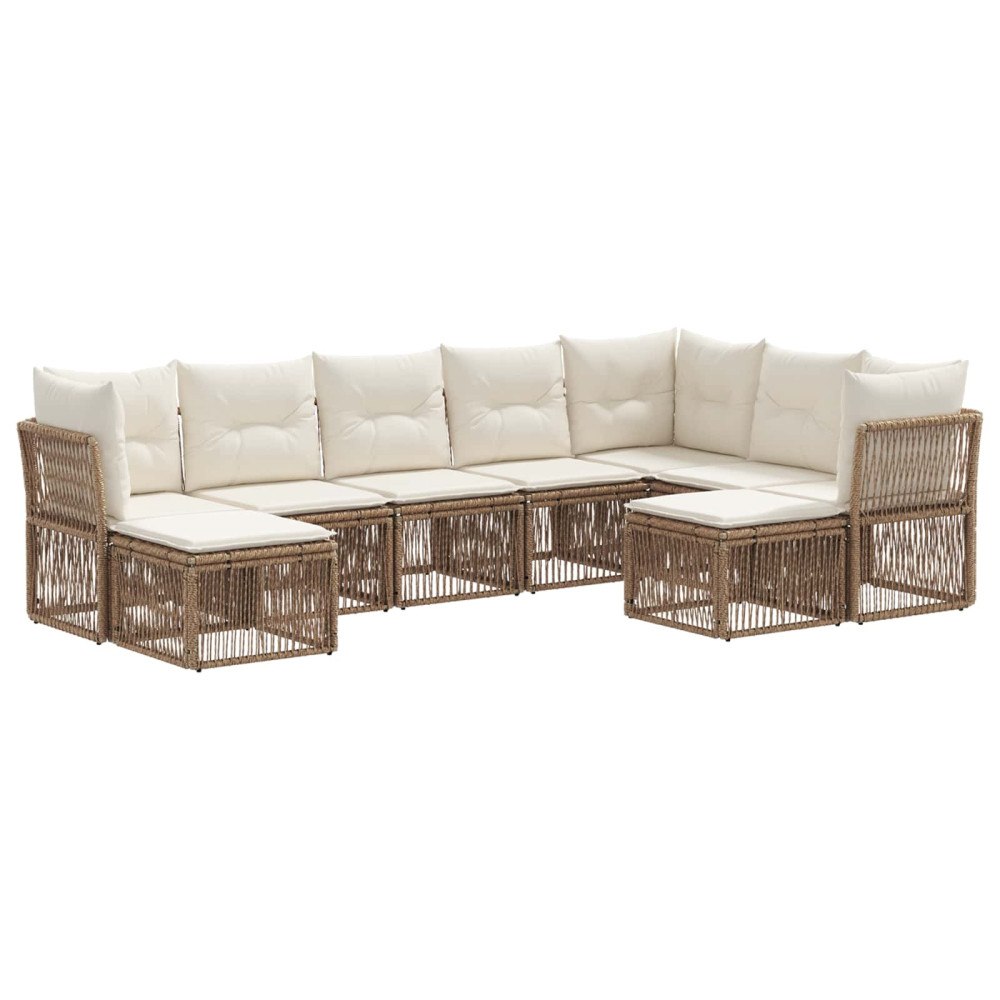 vidaXL Trädgårdsoffset 9 pcs Beige konstrotting