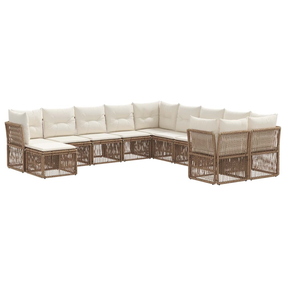 vidaXL Trädgårdsoffset 11 pcs Beige konstrotting