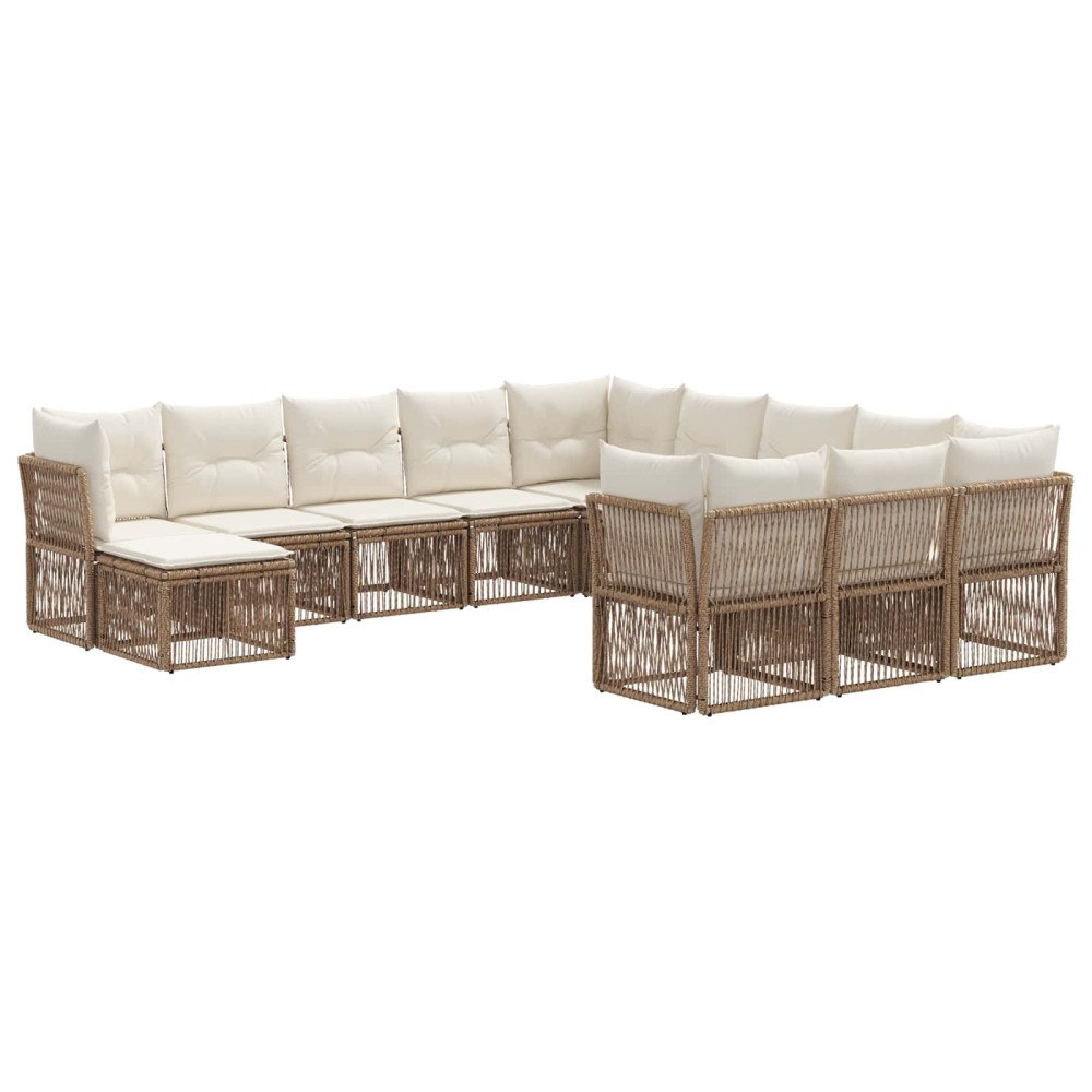 vidaXL Trädgårdsoffset 12 pcs Beige konstrotting