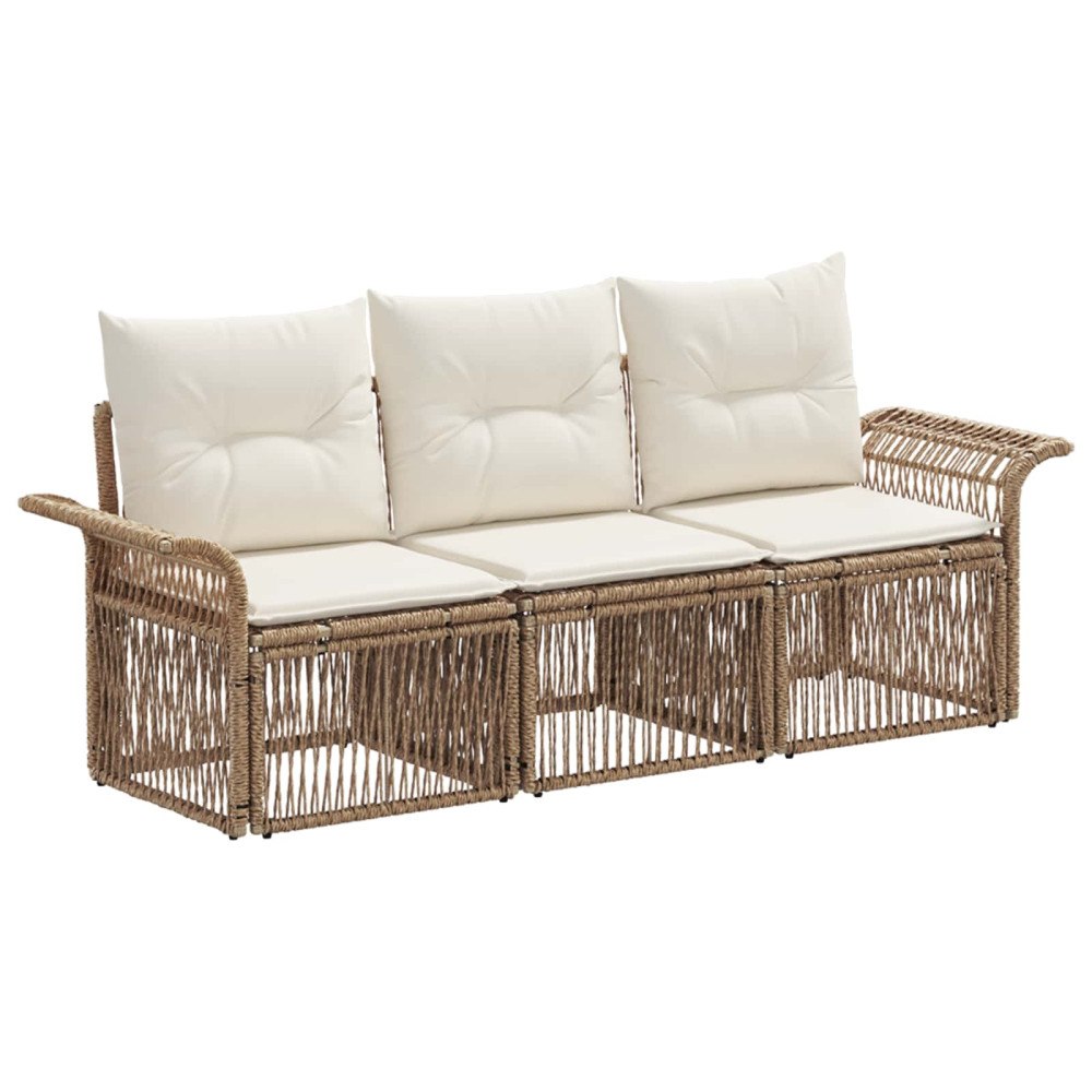 vidaXL Trädgårdsoffset 3 pcs Beige konstrotting