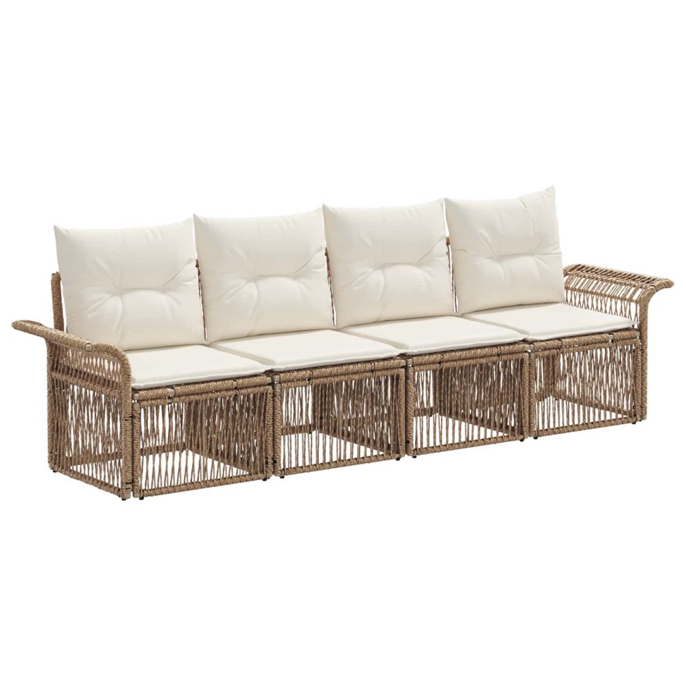 vidaXL Trädgårdsoffset 4 pcs Beige konstrotting