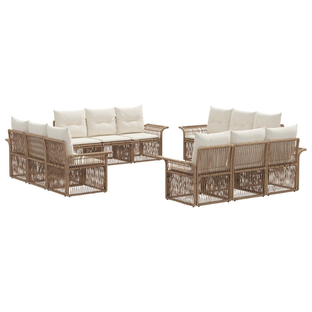 vidaXL Trädgårdsoffset 12 pcs Beige konstrotting