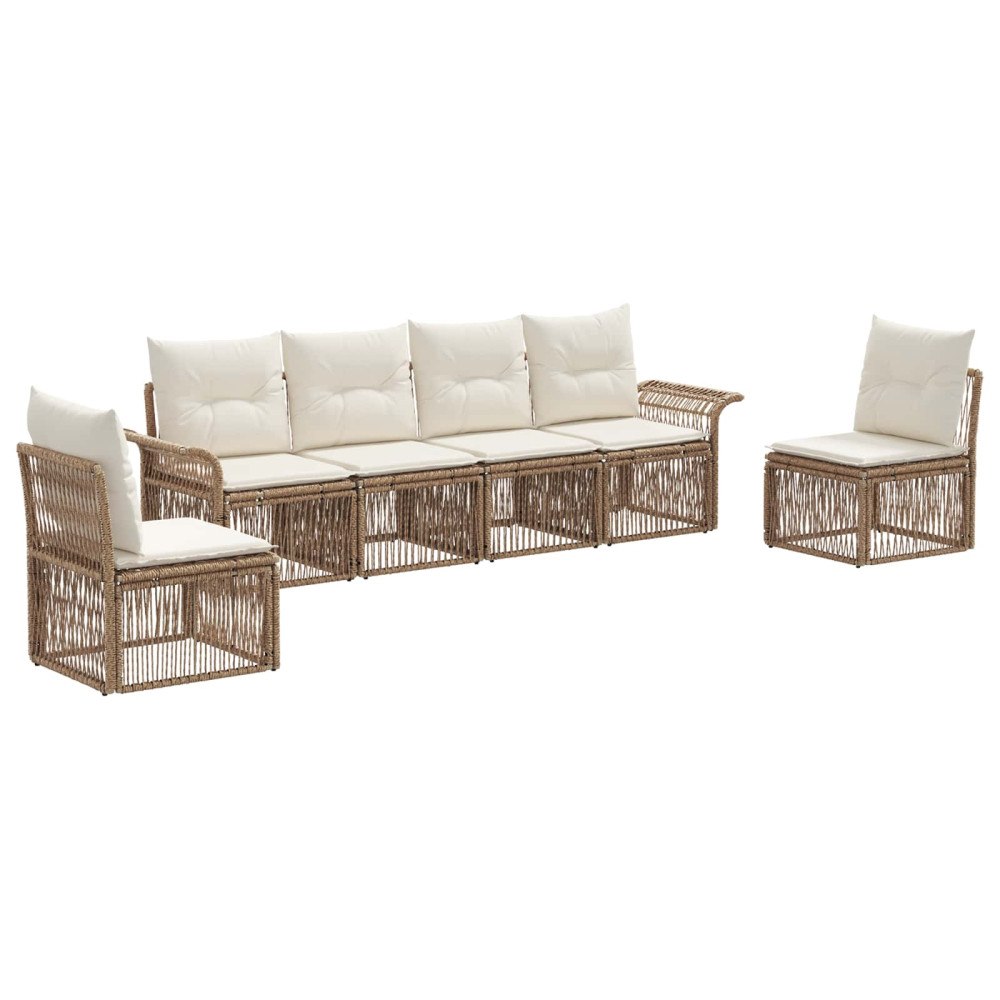 vidaXL Trädgårdsoffset 6 pcs Beige konstrotting