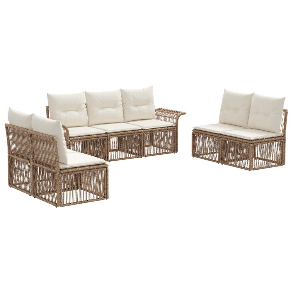 vidaXL Trädgårdsoffset 7 pcs Beige konstrotting