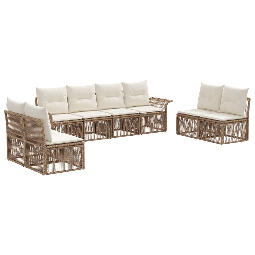 vidaXL Trädgårdsoffset 8 pcs Beige konstrotting