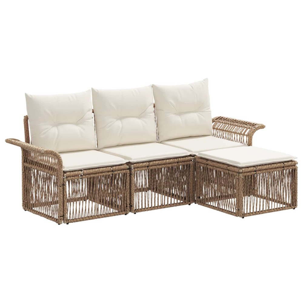 vidaXL Trädgårdsoffset 4 pcs Beige konstrotting