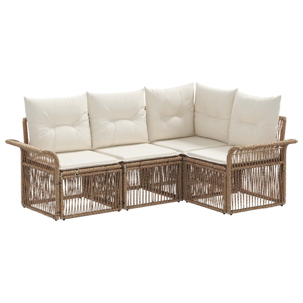 vidaXL Trädgårdsoffset 4 pcs Beige konstrotting