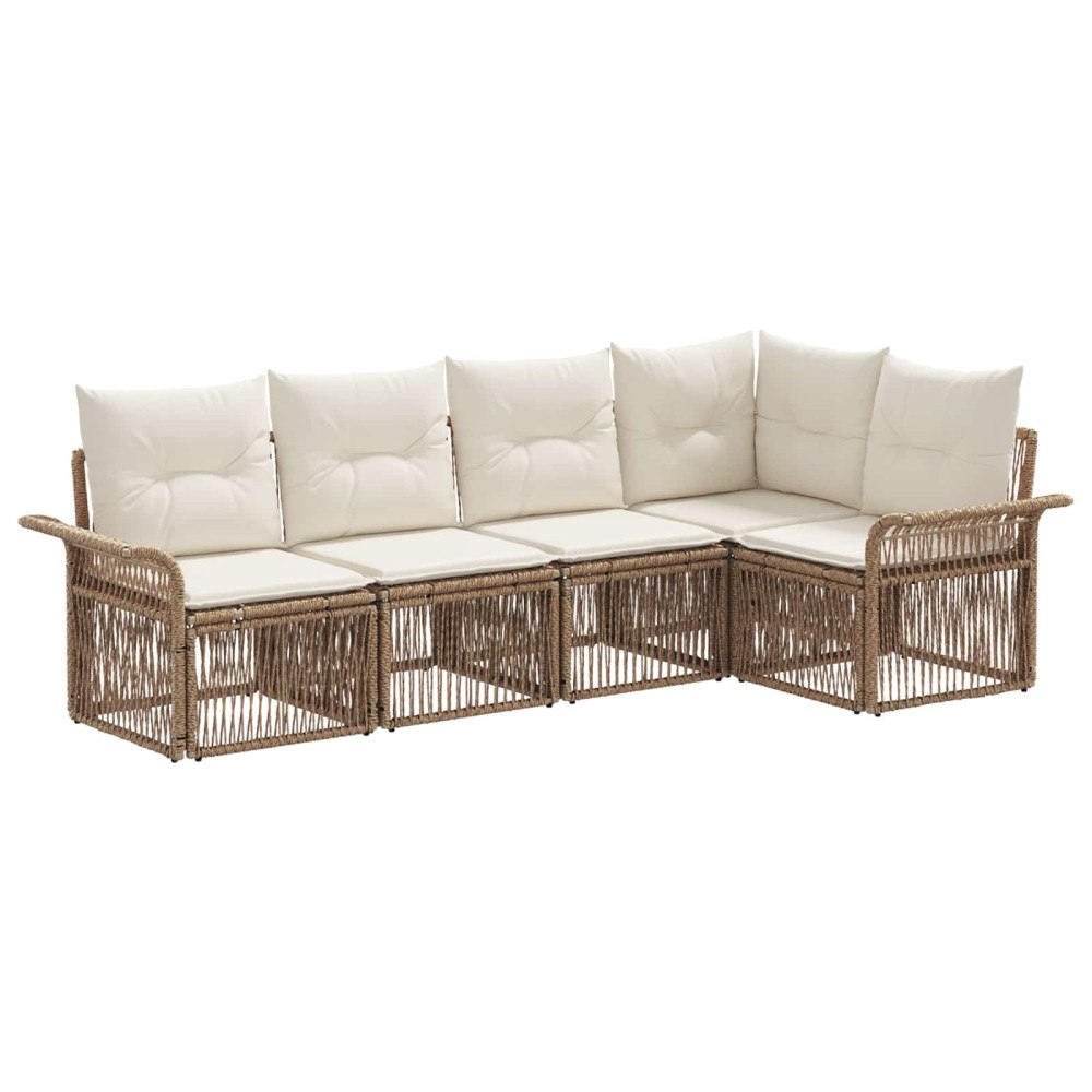 vidaXL Trädgårdsoffset 5 st Beige konstrotting