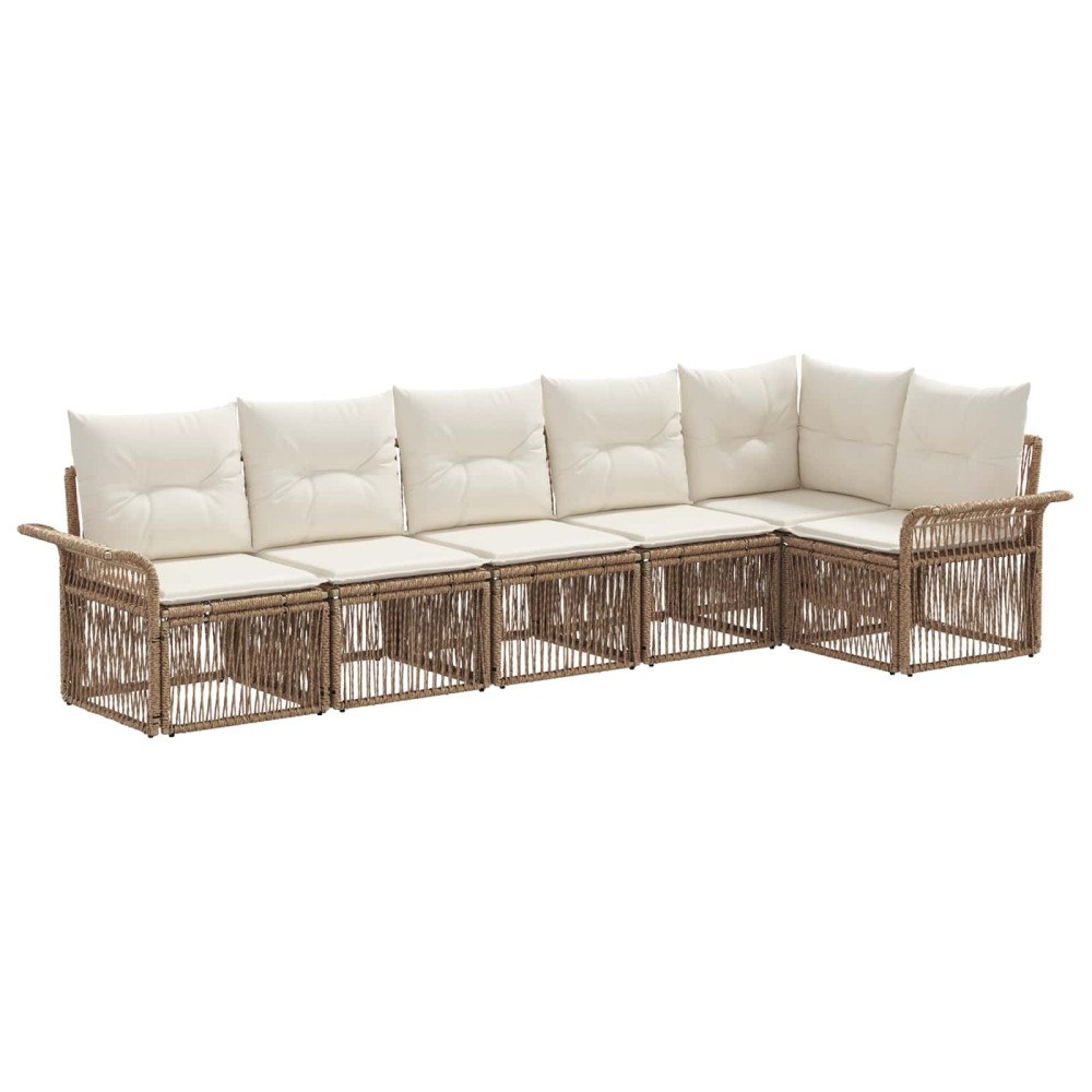 vidaXL Trädgårdsoffset 6 pcs Beige konstrotting