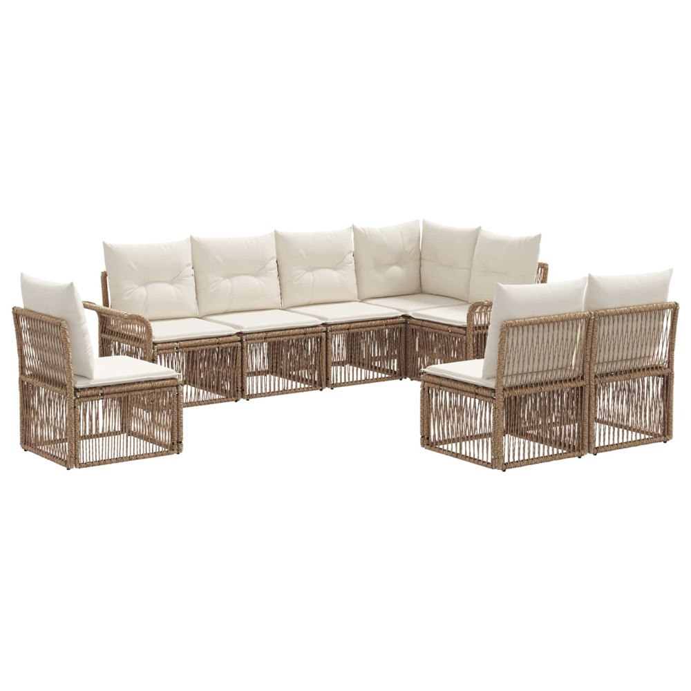 vidaXL Trädgårdsoffset 8 pcs Beige konstrotting
