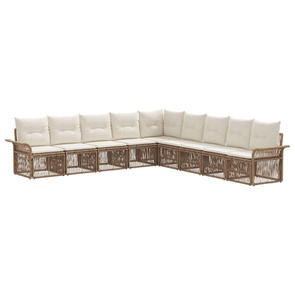 vidaXL Trädgårdsoffset 9 pcs Beige konstrotting