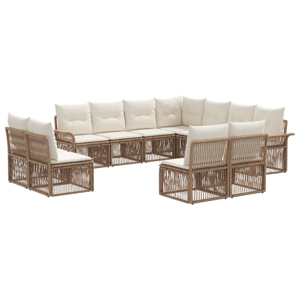 vidaXL Trädgårdsoffset 11 pcs Beige konstrotting