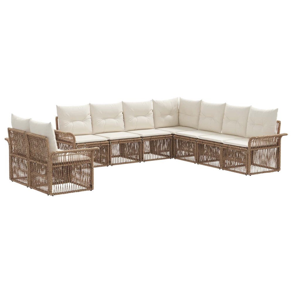 vidaXL Trädgårdsoffset 9 pcs Beige konstrotting