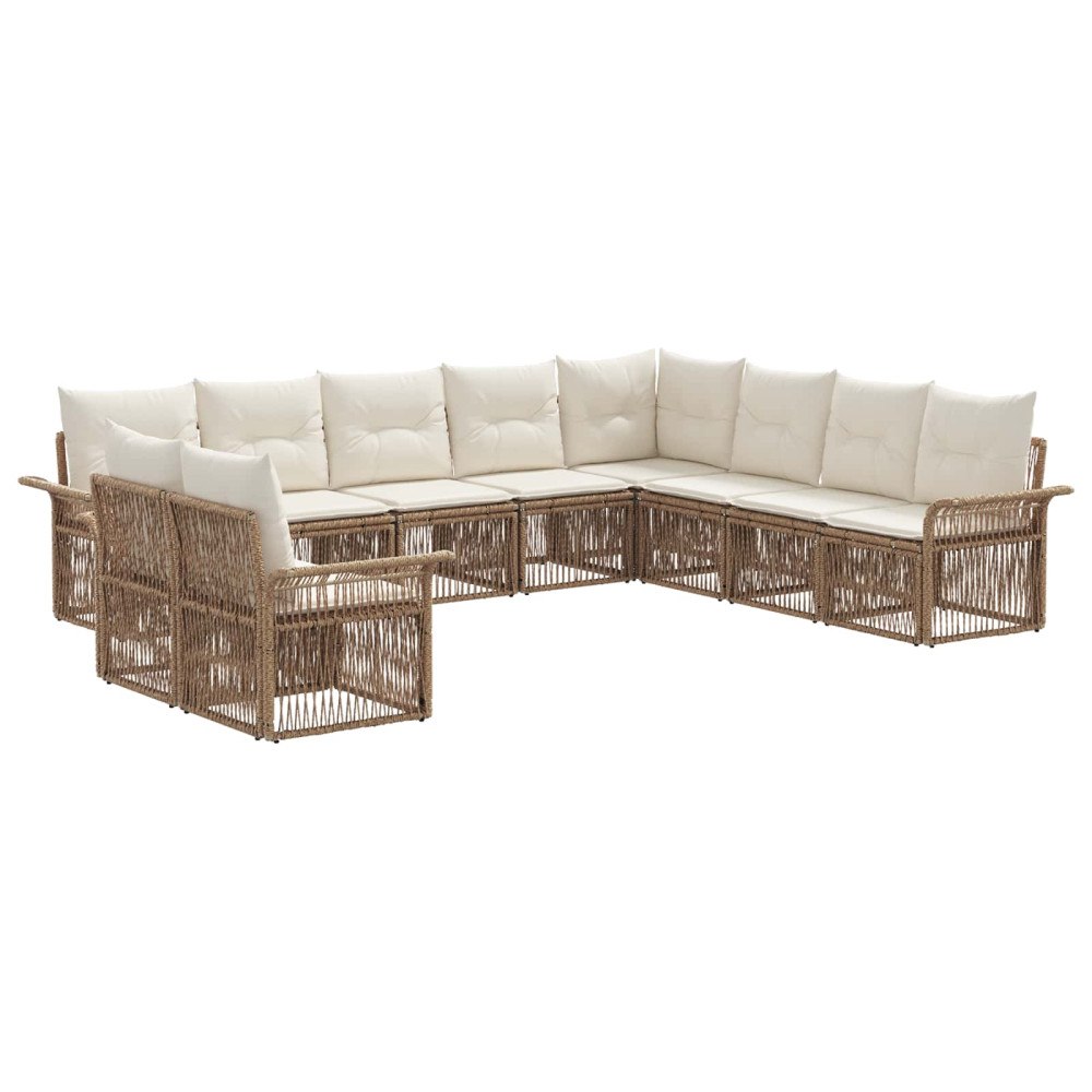 vidaXL Trädgårdsoffset 10 pcs Beige konstrotting