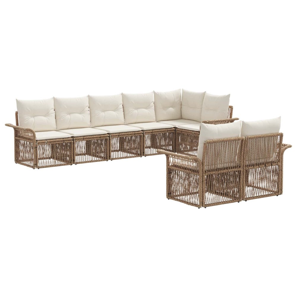 vidaXL Trädgårdsoffset 8 pcs Beige konstrotting