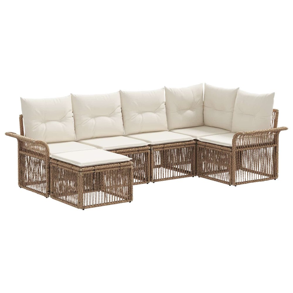 vidaXL Trädgårdsoffset 6 pcs Beige konstrotting