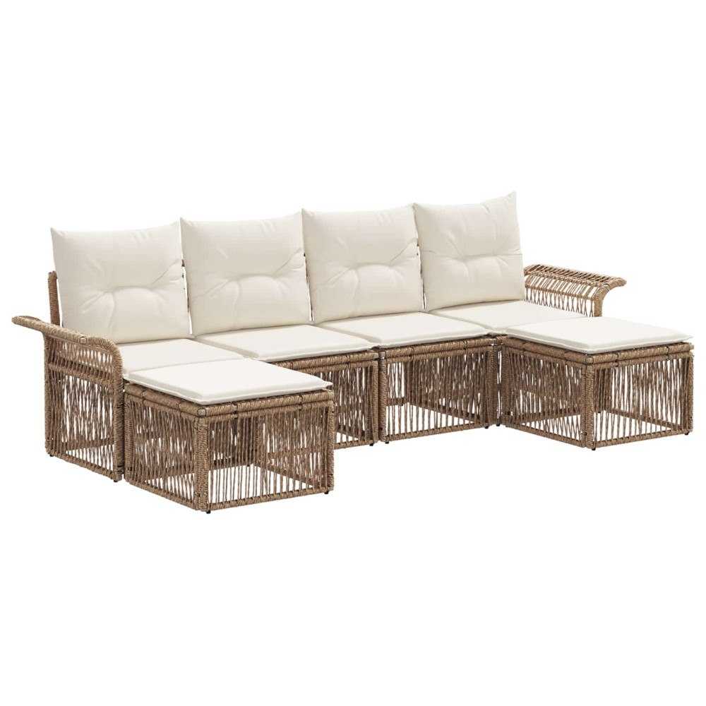 vidaXL Trädgårdsoffset 6 pcs Beige konstrotting