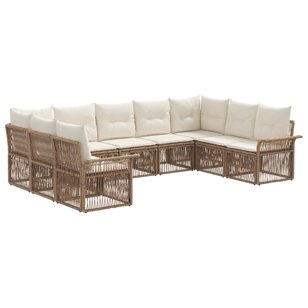vidaXL Trädgårdsoffset 9 pcs Beige konstrotting