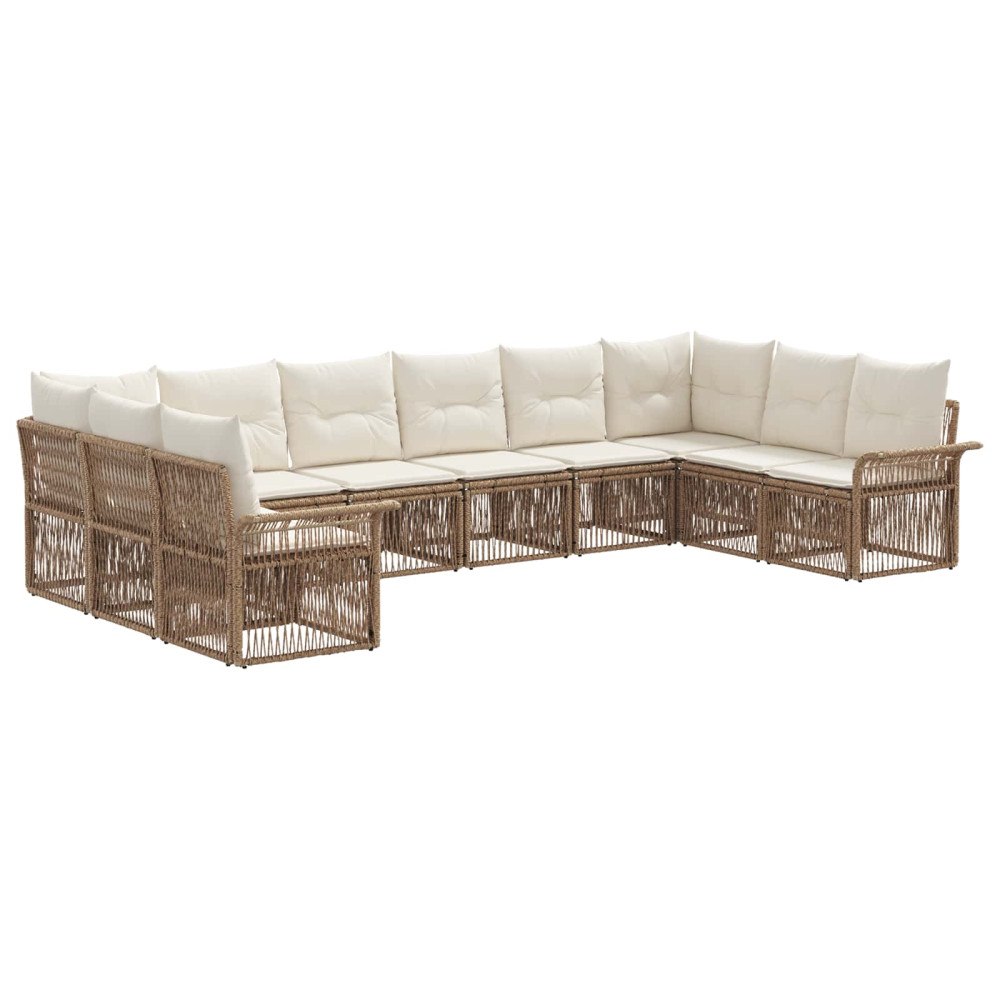 vidaXL Trädgårdsoffset 10 pcs Beige konstrotting