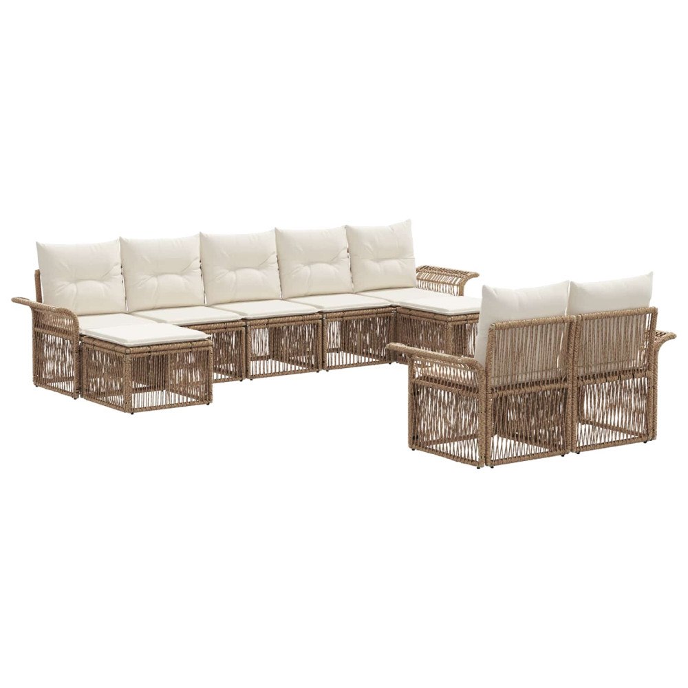 vidaXL Trädgårdsoffset 9 pcs Beige konstrotting