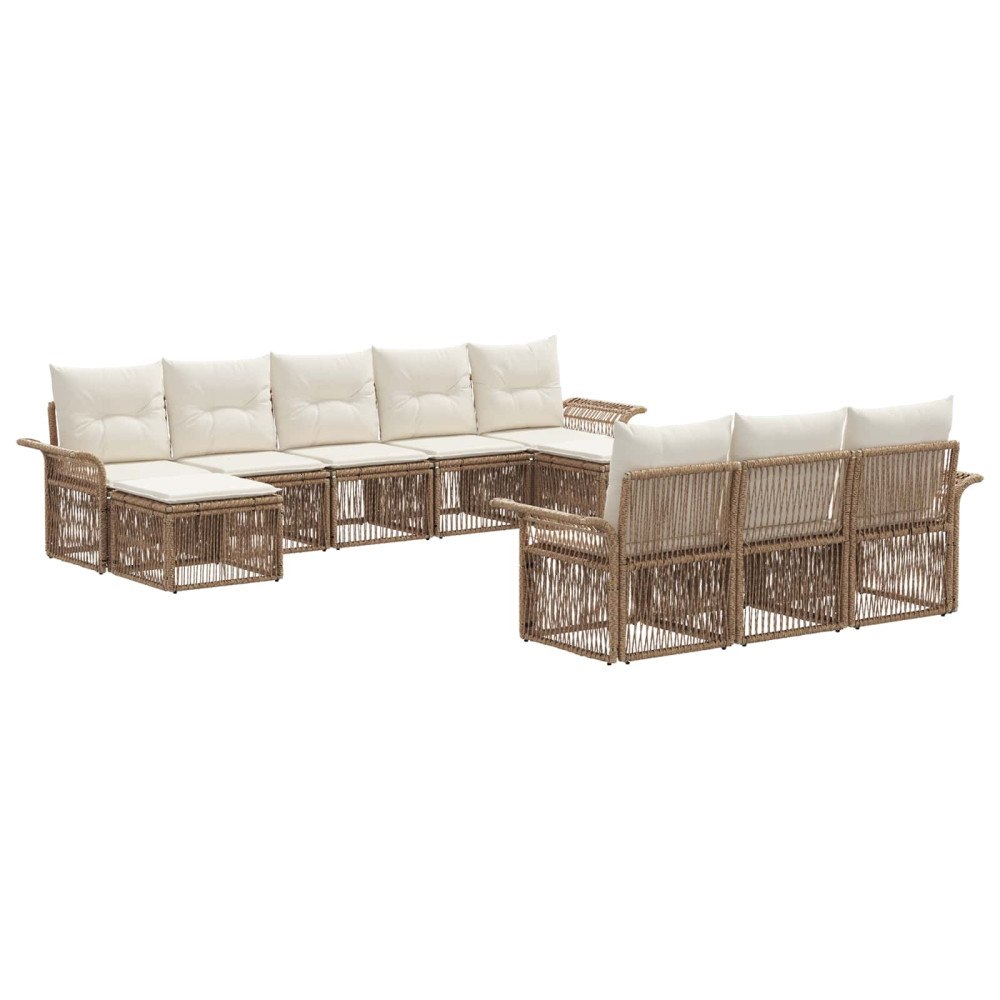 vidaXL Trädgårdsoffset 10 pcs Beige konstrotting
