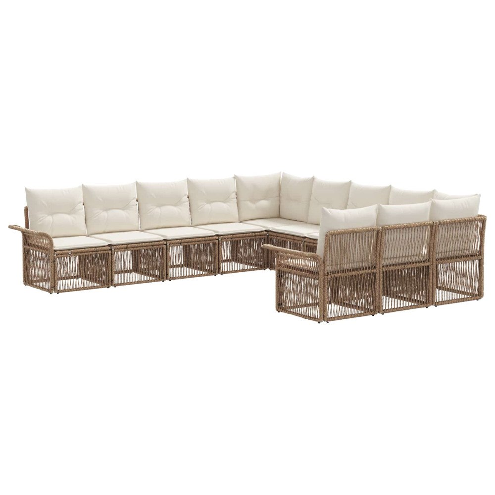 vidaXL Trädgårdsoffset 11 pcs Beige konstrotting