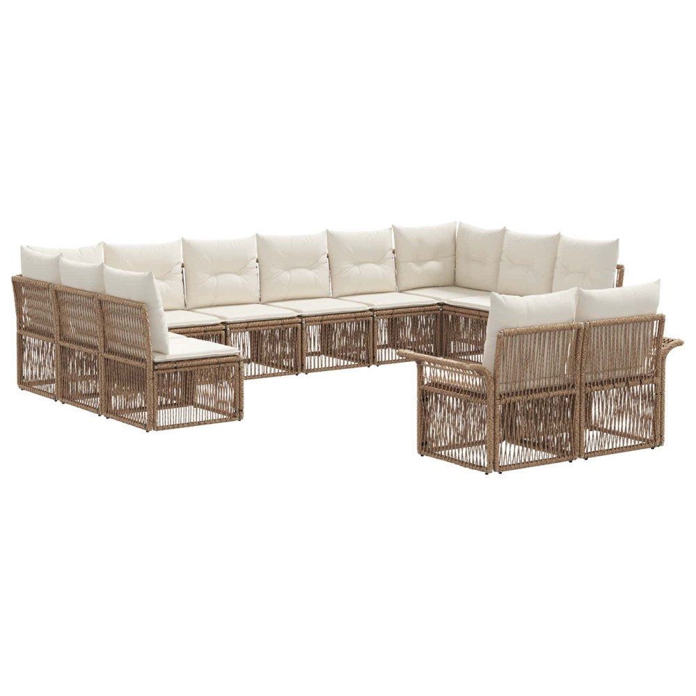 vidaXL Trädgårdsoffset 12 pcs Beige konstrotting