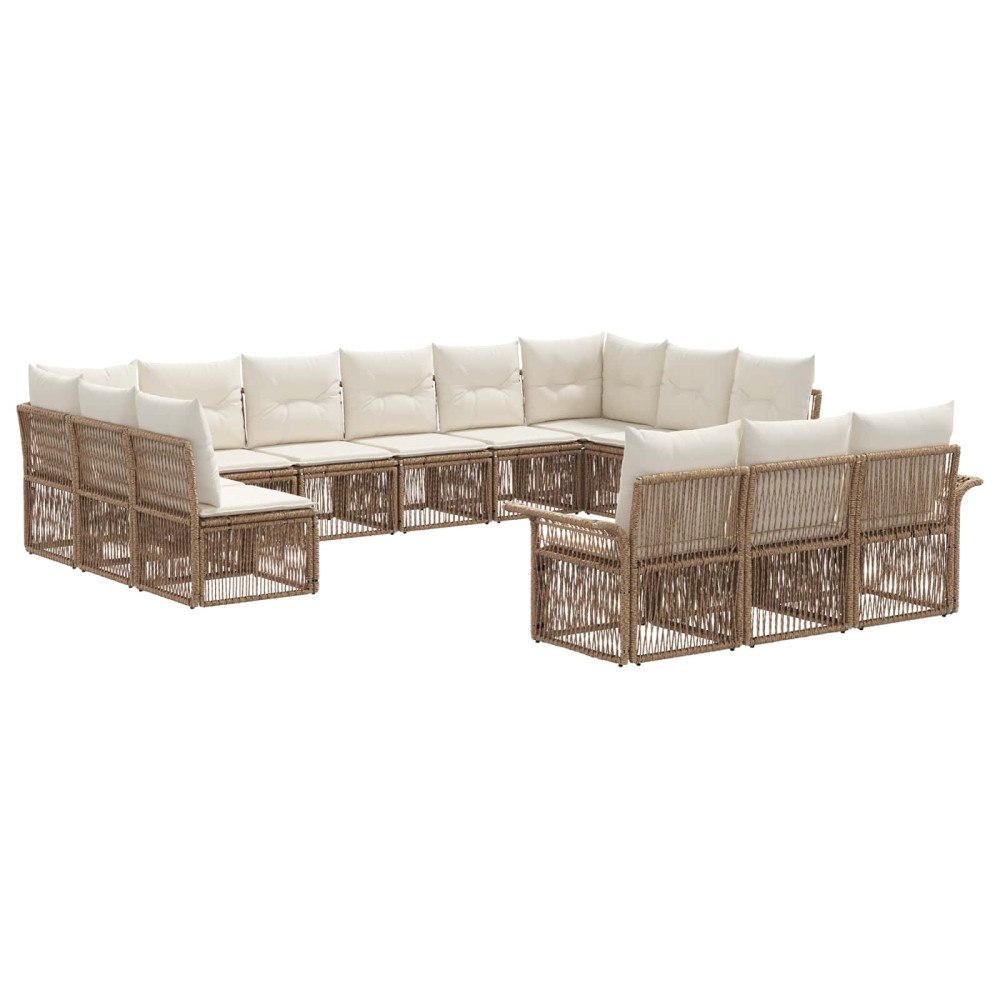 vidaXL Trädgårdsoffset 13 pcs Beige konstrotting