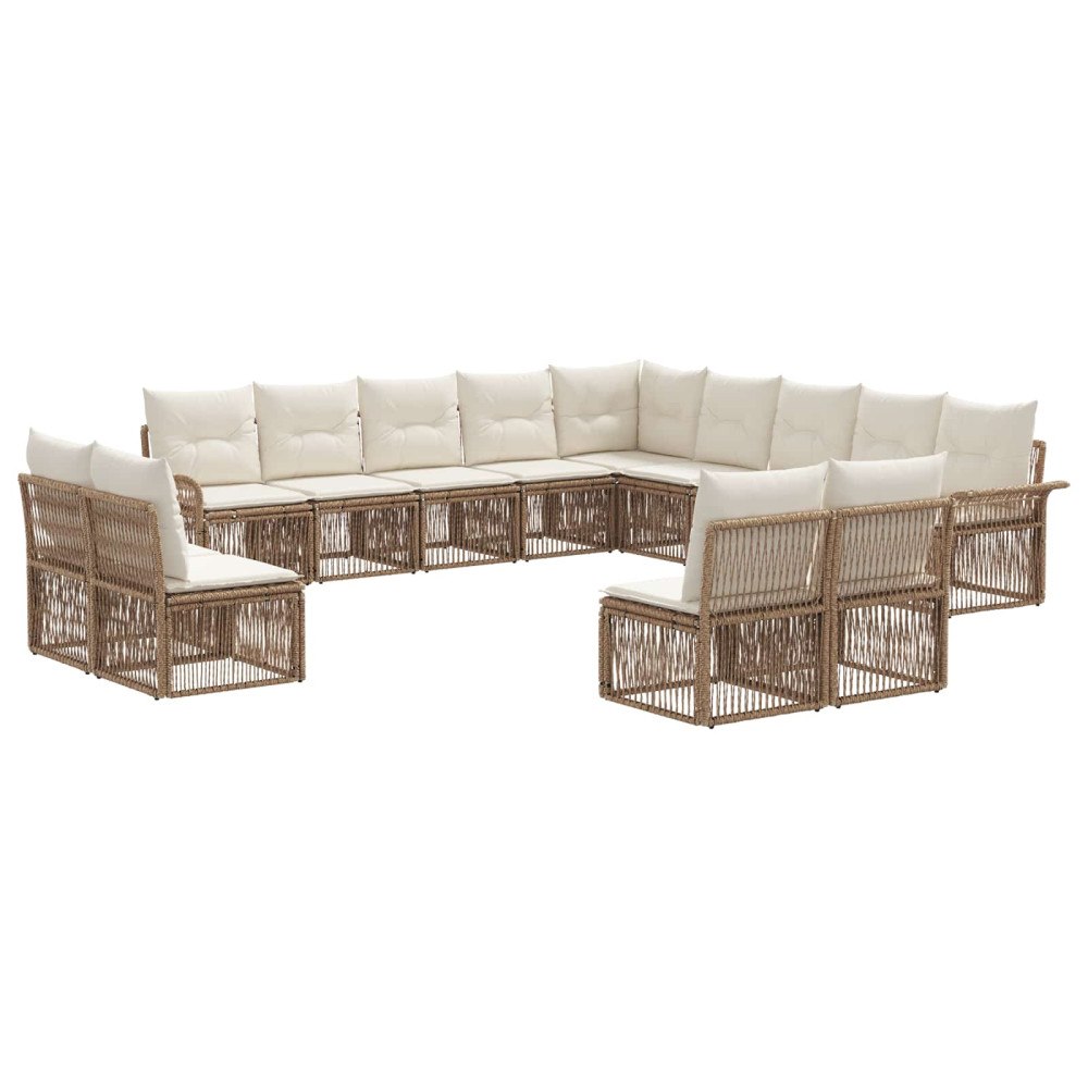 vidaXL Trädgårdsoffset 13 pcs Beige konstrotting