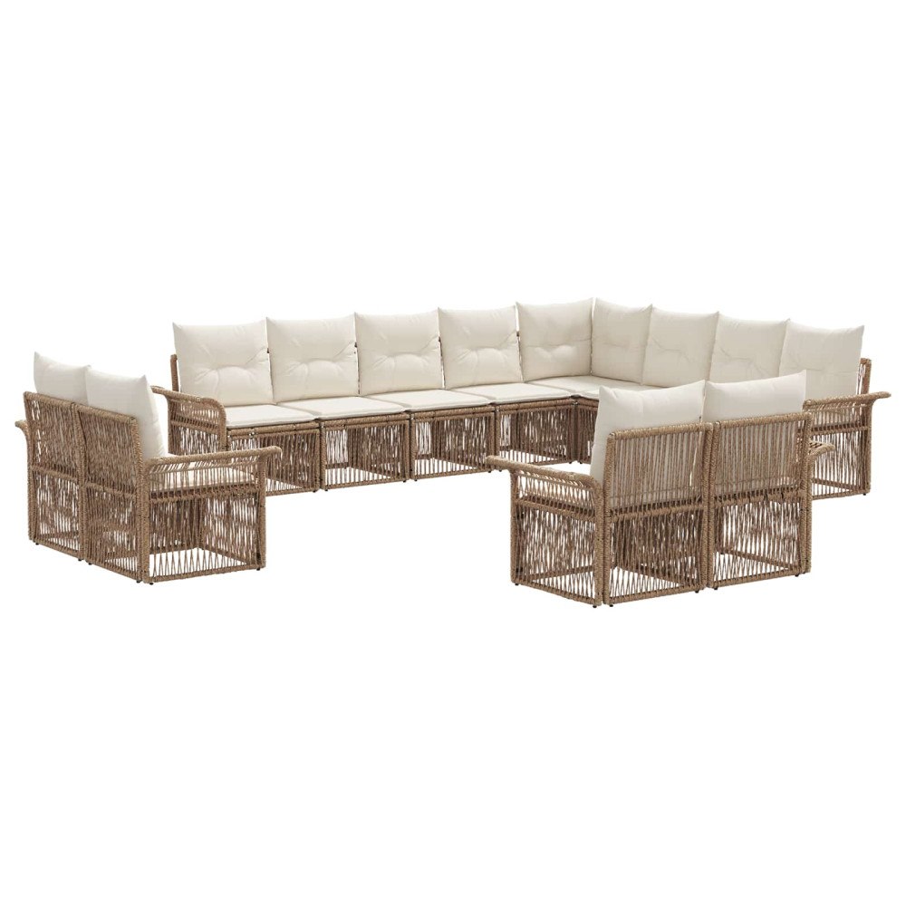 vidaXL Trädgårdsoffset 12 pcs Beige och krämvit konstrotting
