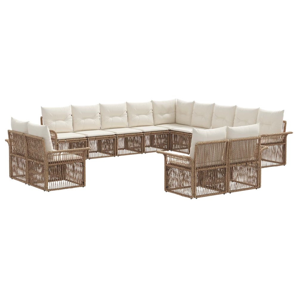 vidaXL Trädgårdsoffset 13 pcs Beige och krämvit konstrotting