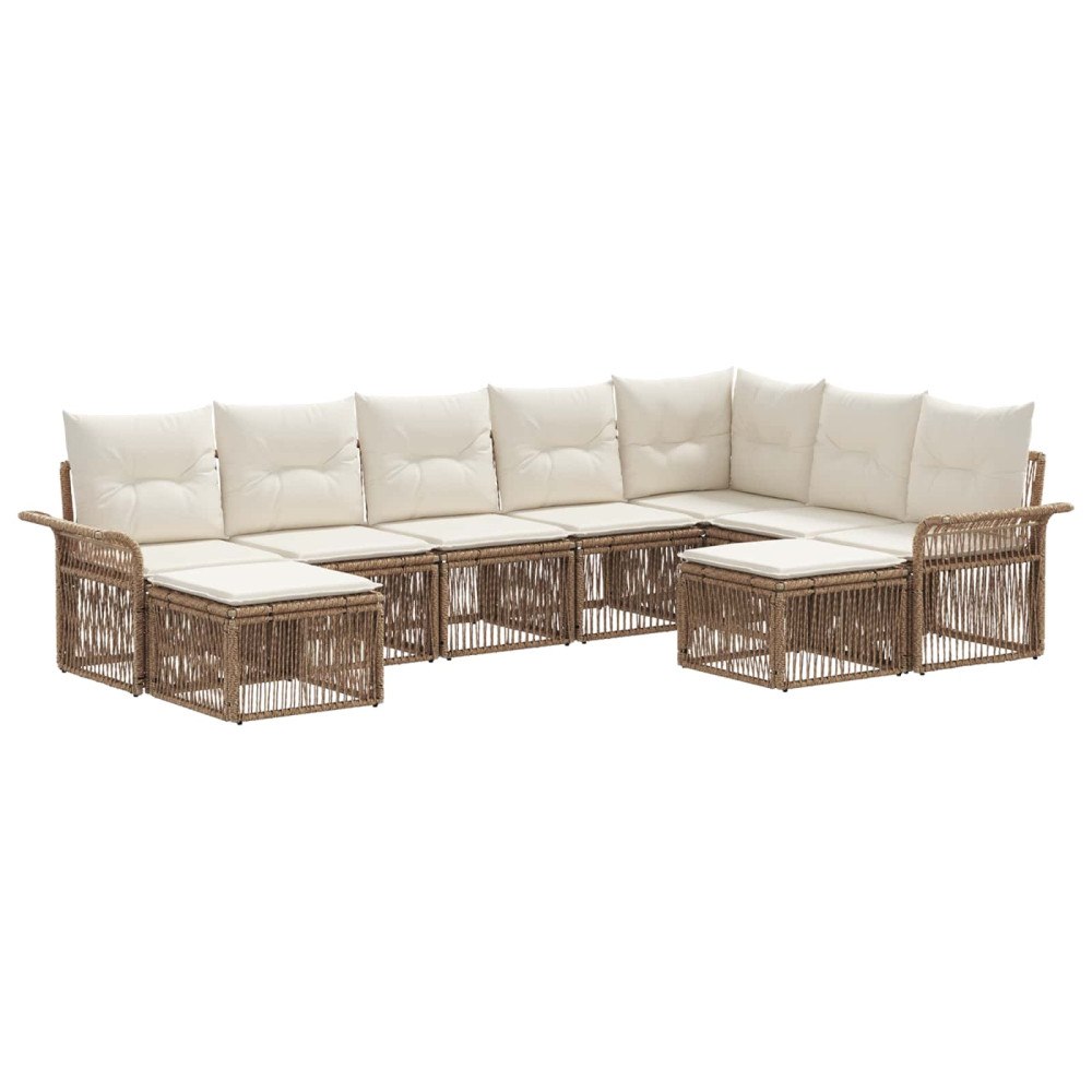 vidaXL Trädgårdsoffset 9 pcs Beige och krämvit konstrotting