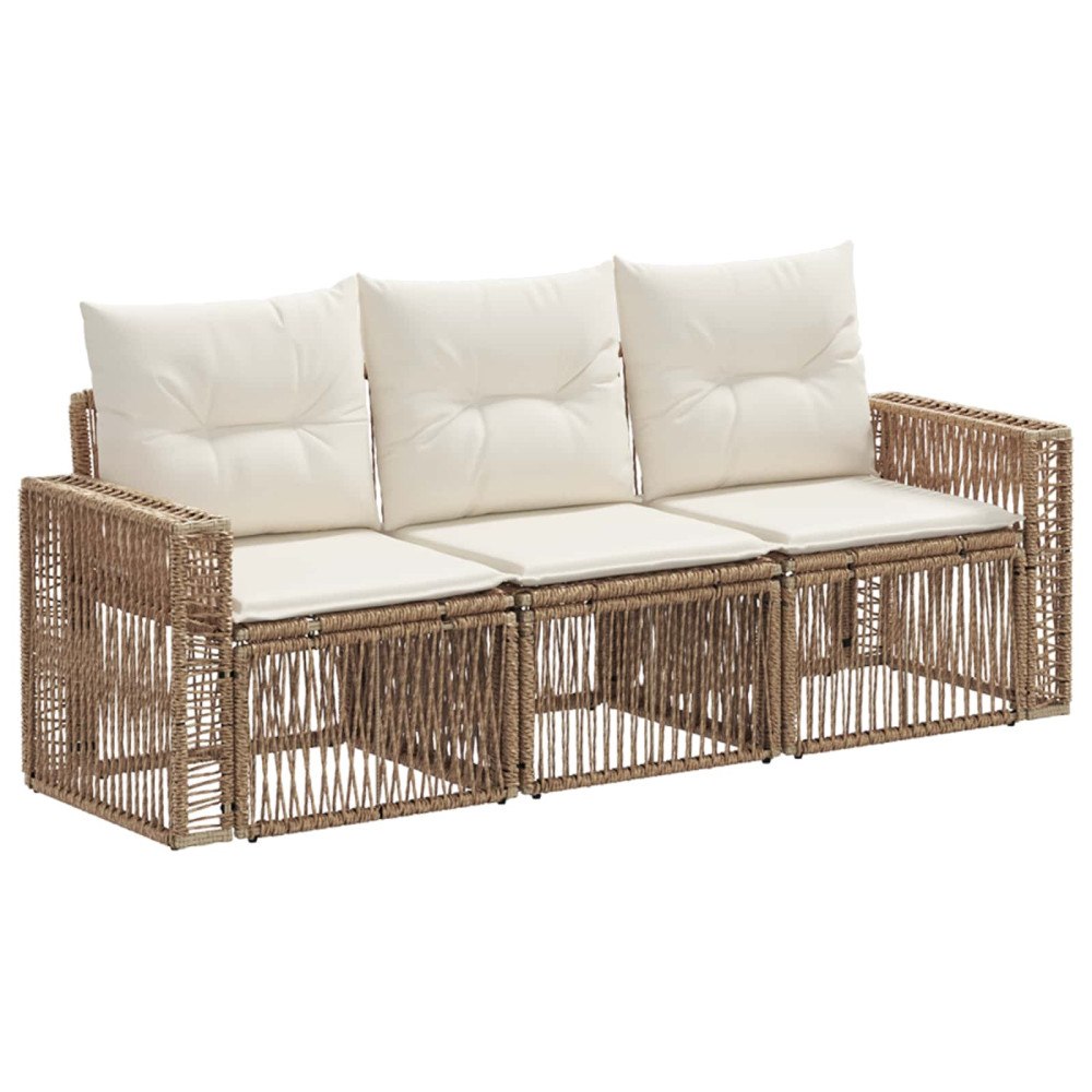 vidaXL Trädgårdsoffset 3 pcs Beige och krämvit konstrotting
