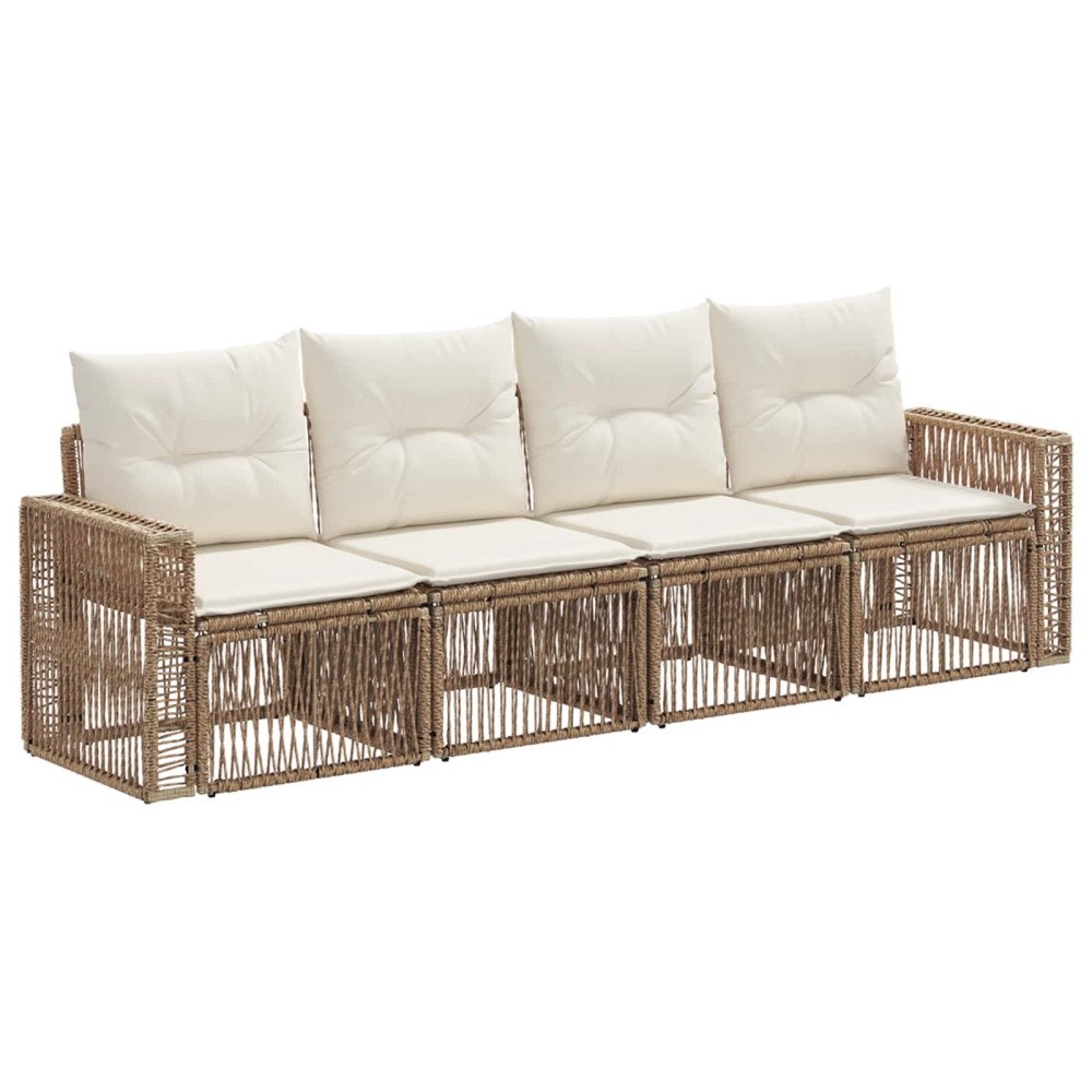 vidaXL Trädgårdsoffset 4 pcs Beige och krämvit konstrotting