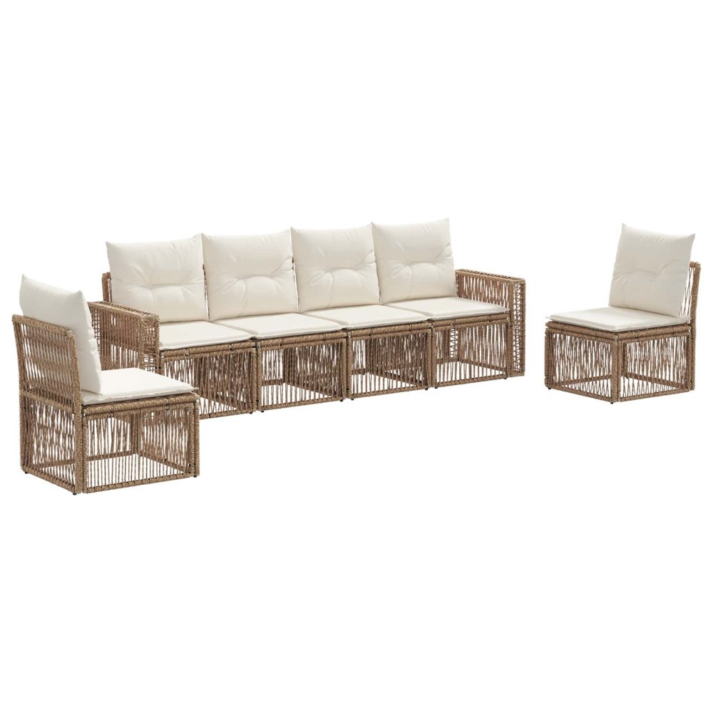 vidaXL Trädgårdsoffset 6 pcs Beige och krämvit konstrotting