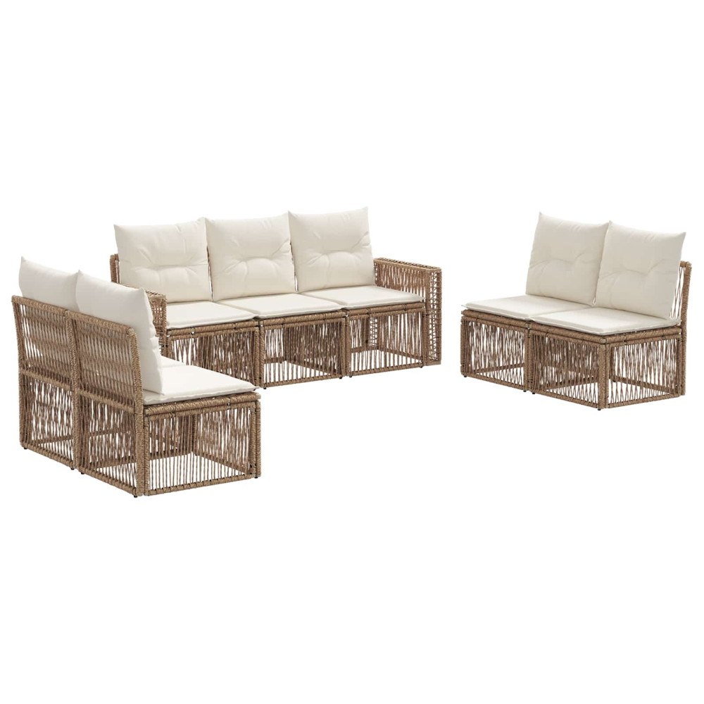 vidaXL Trädgårdsoffset 7 pcs Beige och krämvit konstrotting