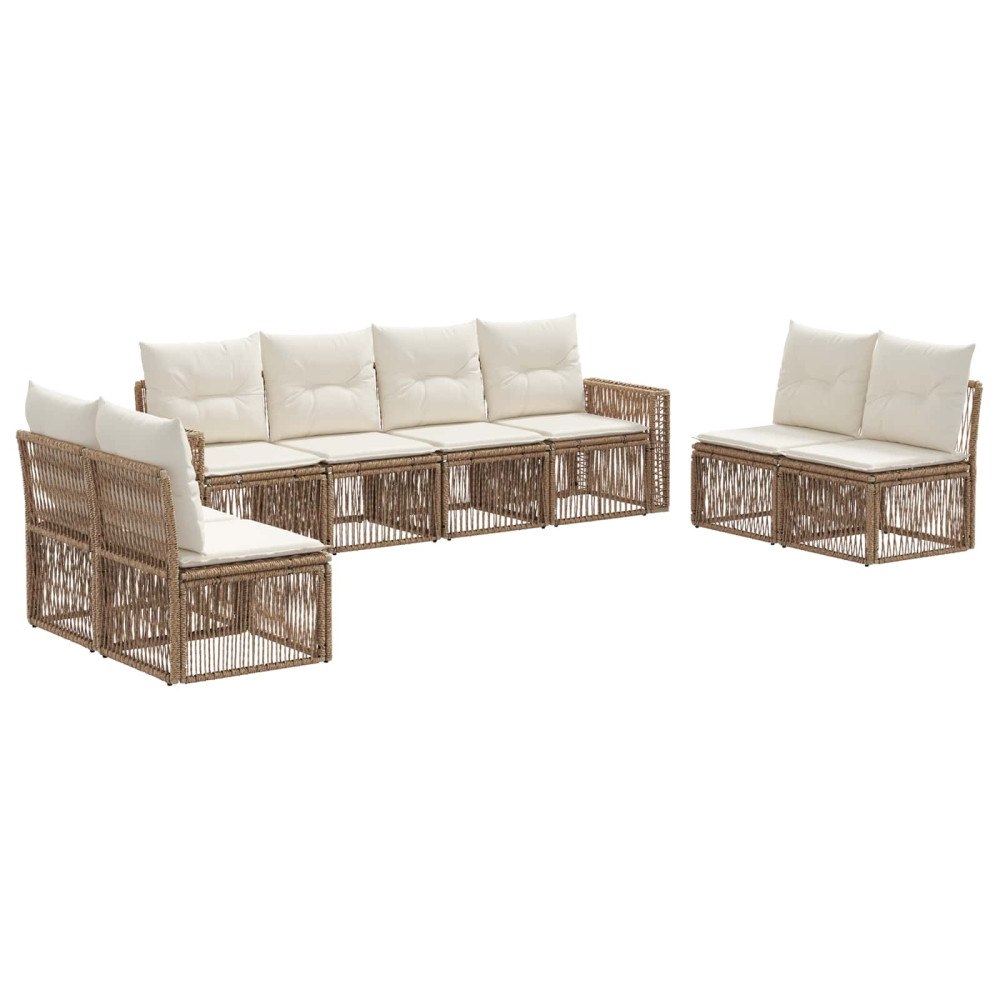 vidaXL Trädgårdsoffset 8 pcs Beige och krämvit konstrotting