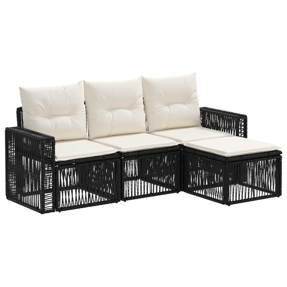 vidaXL Trädgårdsoffset 4 pcs Svart och krämvit konstrotting