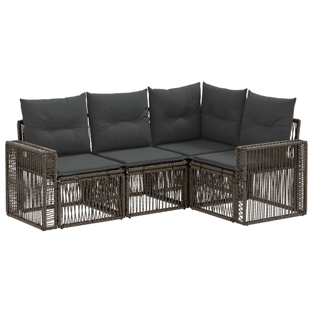 vidaXL Trädgårdsoffset 4 pcs Grå och mörkgrå konstrotting