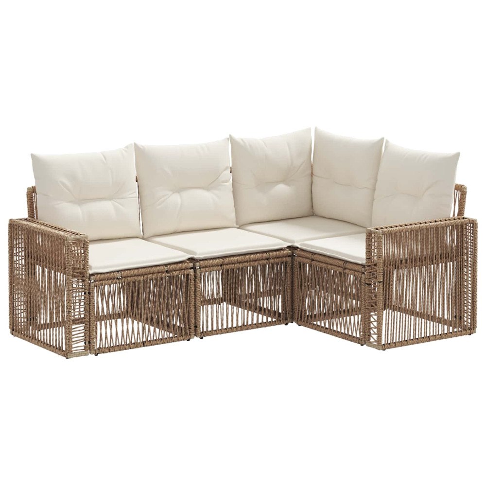 vidaXL Trädgårdsoffset 4 pcs Beige och krämvit konstrotting