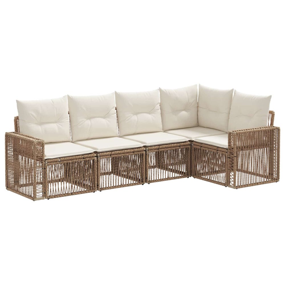 vidaXL Trädgårdsoffset 5 pcs Beige och krämvit konstrotting
