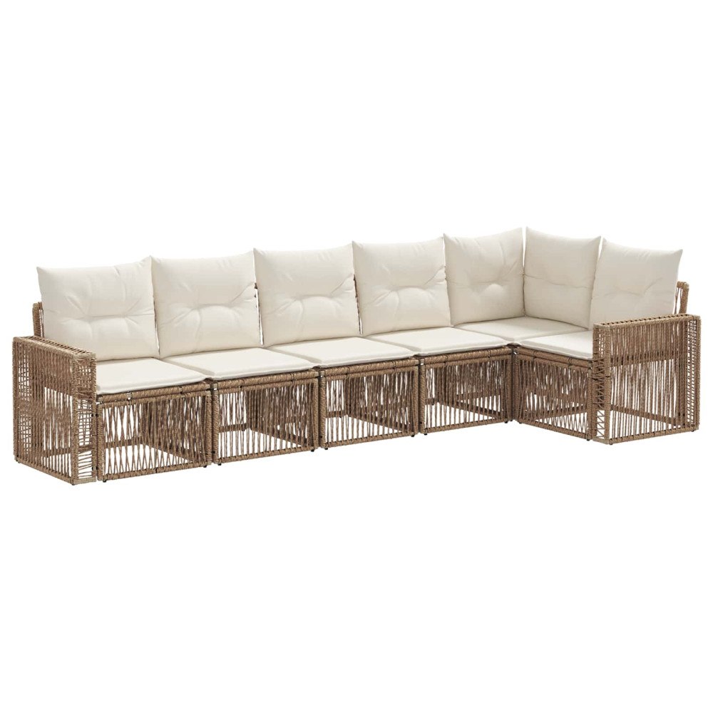 vidaXL Trädgårdsoffset 6 pcs Beige och krämvit konstrotting