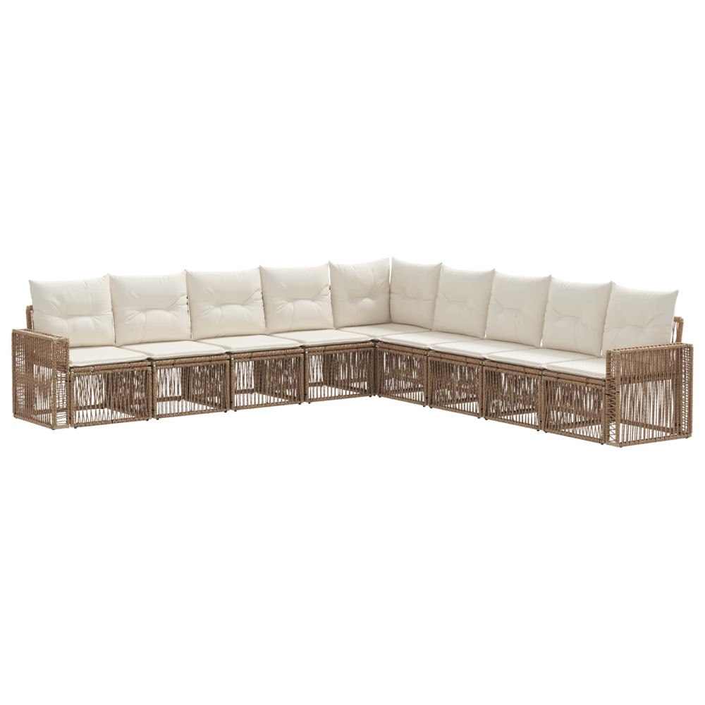vidaXL Trädgårdsoffset 9 pcs Beige och krämvit konstrotting