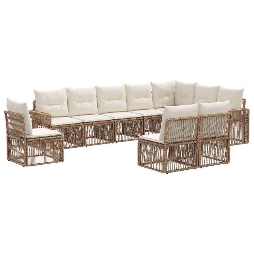 vidaXL Trädgårdsoffset 10 pcs Beige och krämvit konstrotting