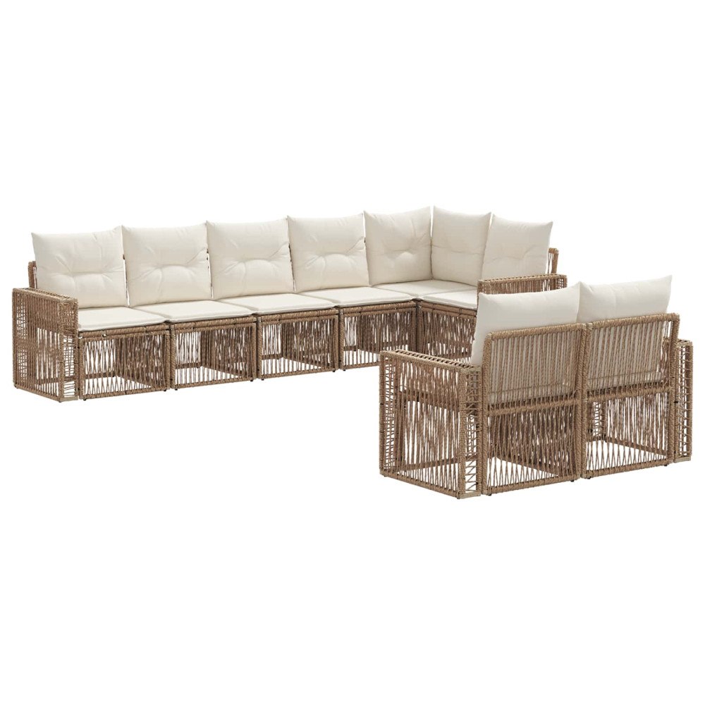 vidaXL Trädgårdsoffset 8 pcs Beige och krämvit konstrotting