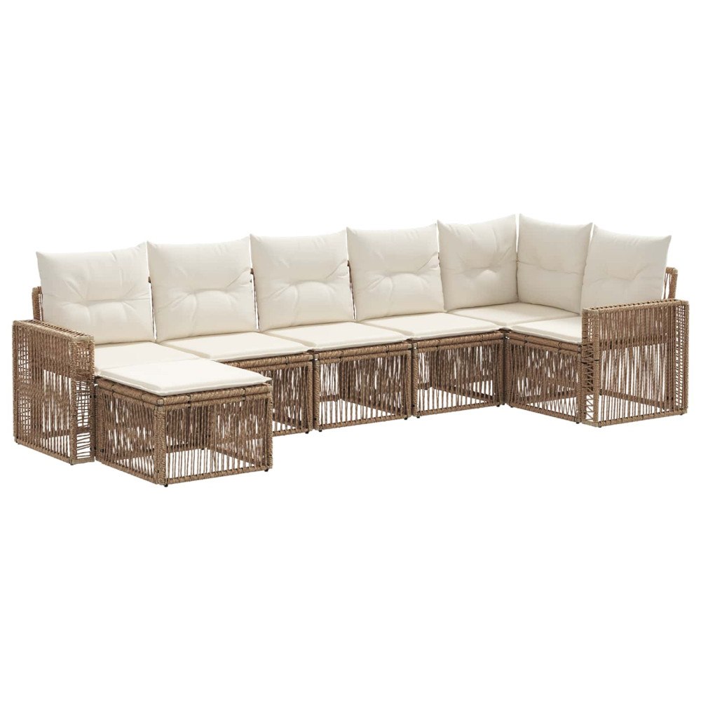 vidaXL Trädgårdsoffset 7 pcs Beige och krämvit konstrotting