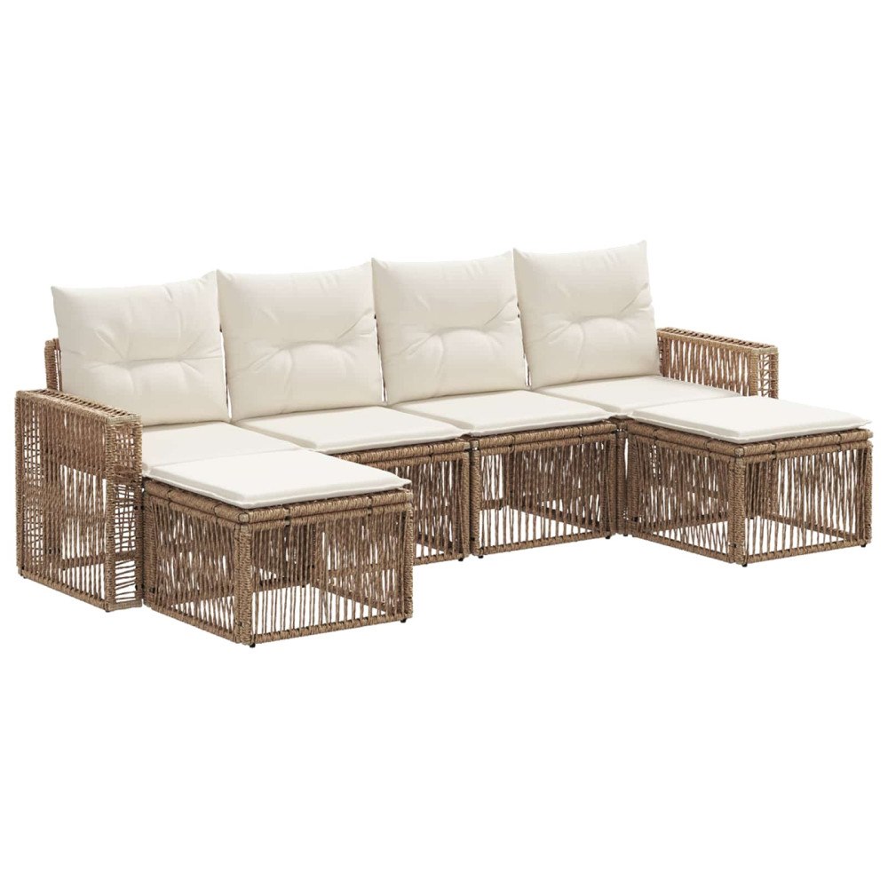 vidaXL Trädgårdsoffset 6 pcs Beige och krämvit konstrotting
