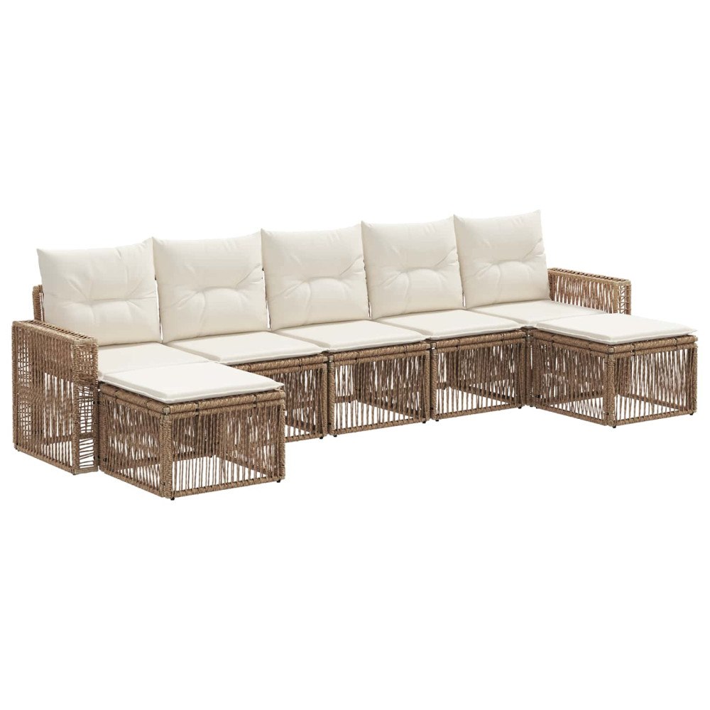 vidaXL Trädgårdsoffset 7 pcs Beige och krämvit konstrotting